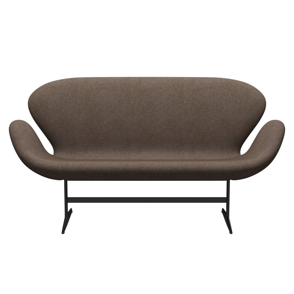 [product_category]-Fritz Hansen Swan Sofa 2 Seater, Black Lacquered/Divina Melange Dusty Brown-Fritz Hansen-3321-DIM260-BLLA-FRI-1