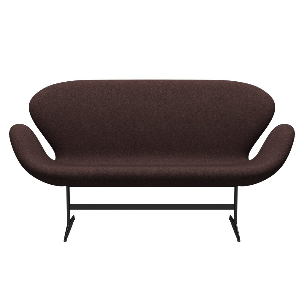 [product_category]-Fritz Hansen Swan Sofa 2 Seater, Black Lacquered/Divina Melange Dusty Violet-Fritz Hansen-3321-DIM677-BLLA-FRI-1