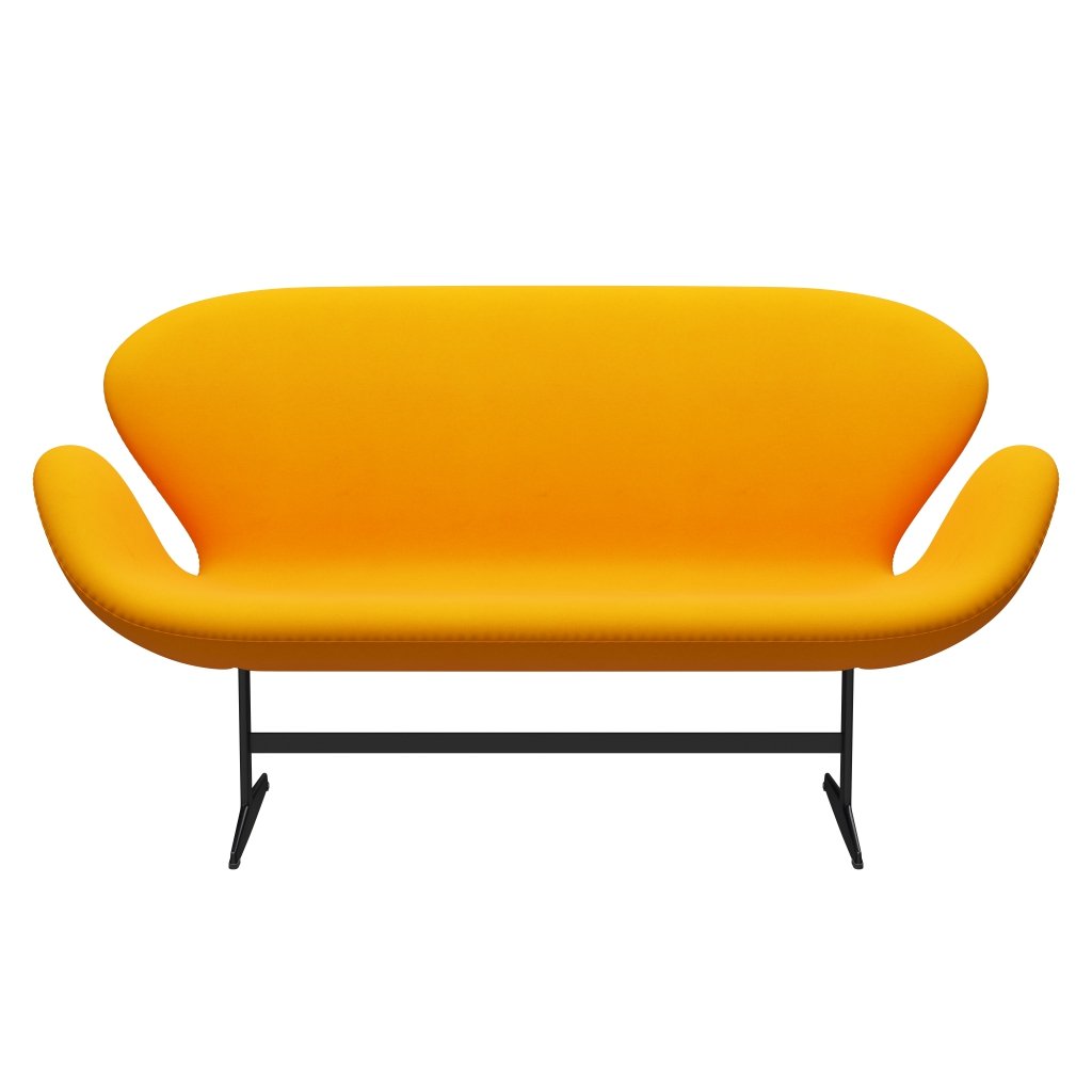 [product_category]-Fritz Hansen Swan Sofa 2 Seater, Black Lacquered/Divina Orange (426)-Fritz Hansen-3321-DIV426-BLLA-FRI-1
