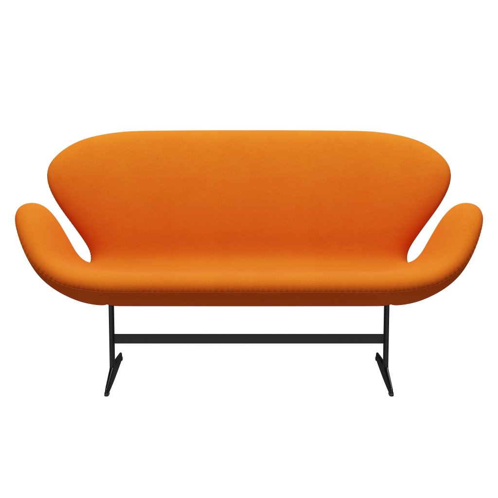 [product_category]-Fritz Hansen Swan Sofa 2 Seater, Black Lacquered/Divina Orange (444)-Fritz Hansen-3321-DIV444-BLLA-FRI-1