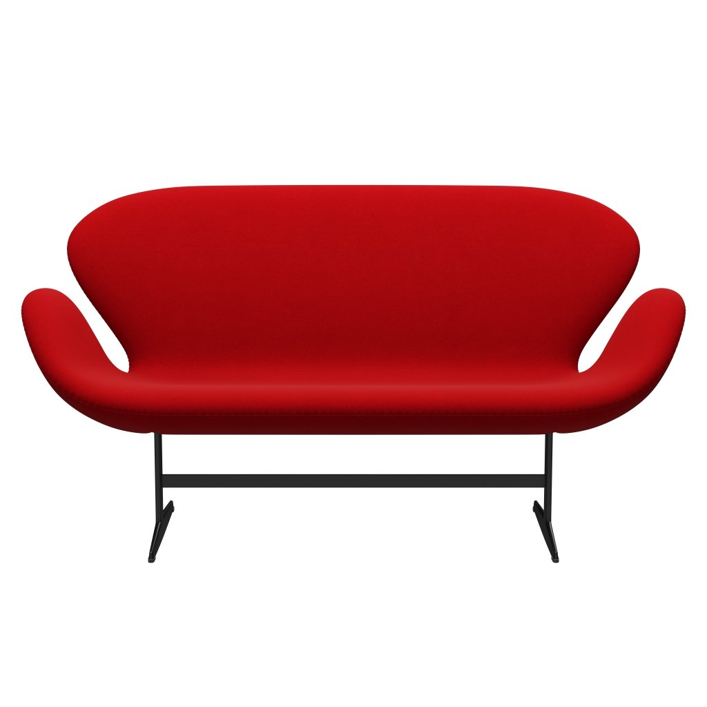 [product_category]-Fritz Hansen Swan Sofa 2 Seater, Black Lacquered/Divina Red (623)-Fritz Hansen-3321-DIV623-BLLA-FRI-1