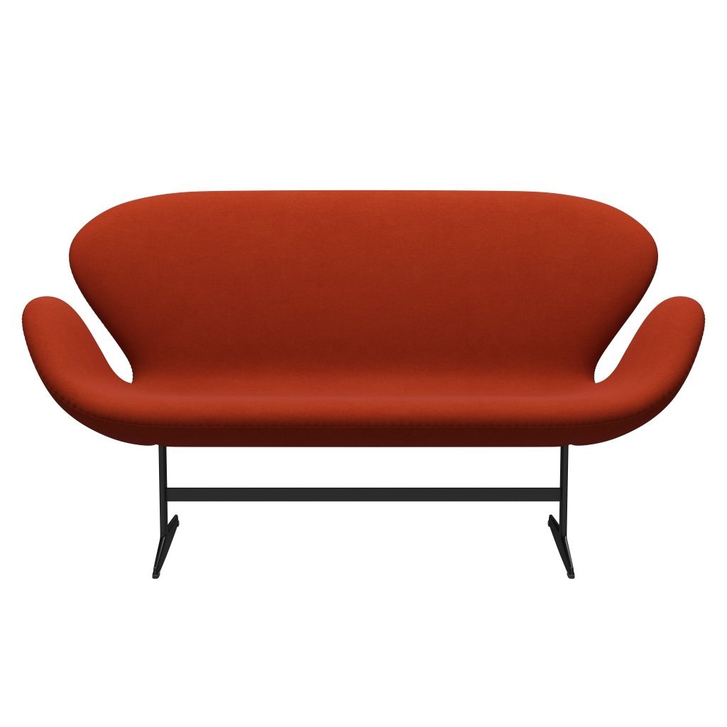 [product_category]-Fritz Hansen Swan Sofa 2 Seater, Black Lacquered/Divina Terracotta-Fritz Hansen-3321-DIV552-BLLA-FRI-1
