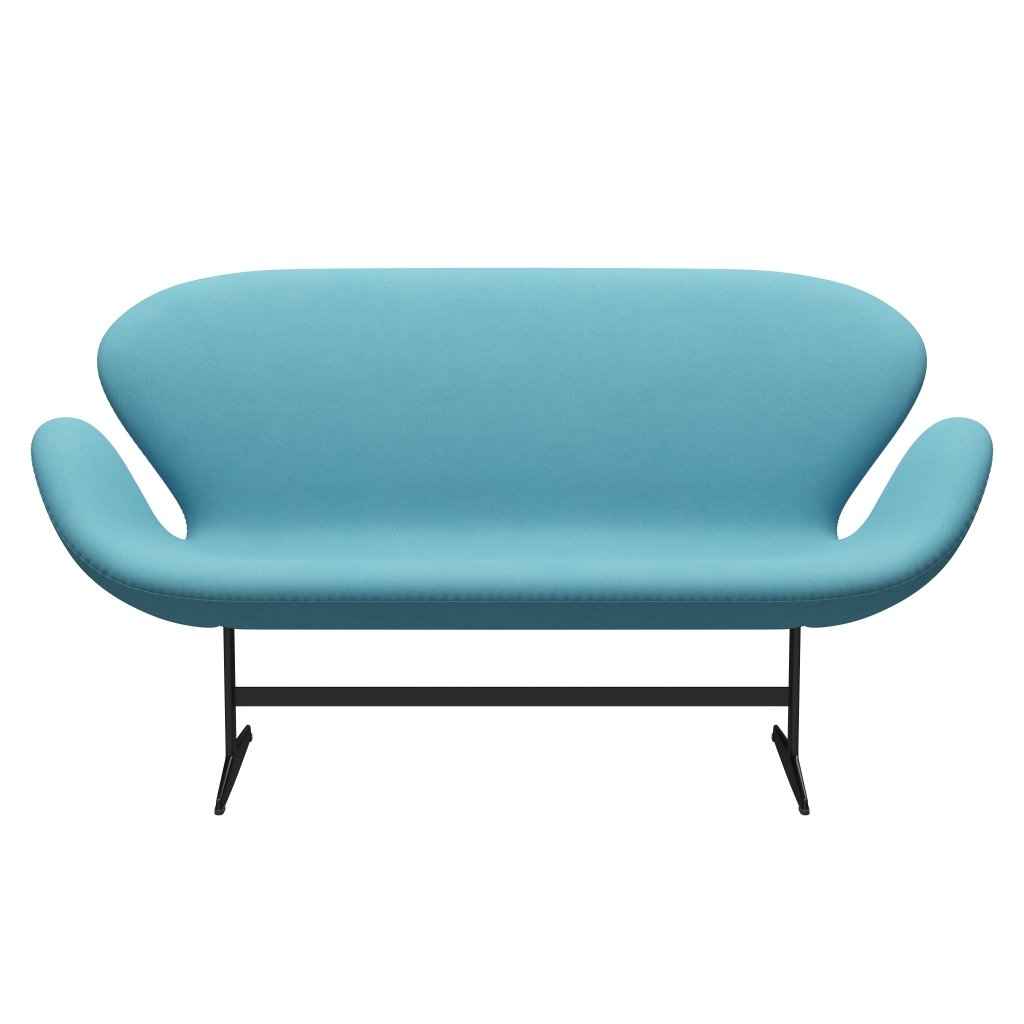 [product_category]-Fritz Hansen Swan Sofa 2 Seater, Black Lacquered/Divina Turquoise Light-Fritz Hansen-3321-DIV836-BLLA-FRI-1