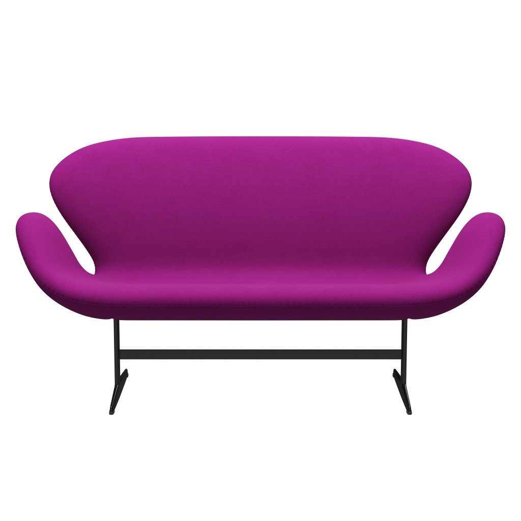 [product_category]-Fritz Hansen Swan Sofa 2 Seater, Black Lacquered/Divina Violet (666)-Fritz Hansen-3321-DIV666-BLLA-FRI-1