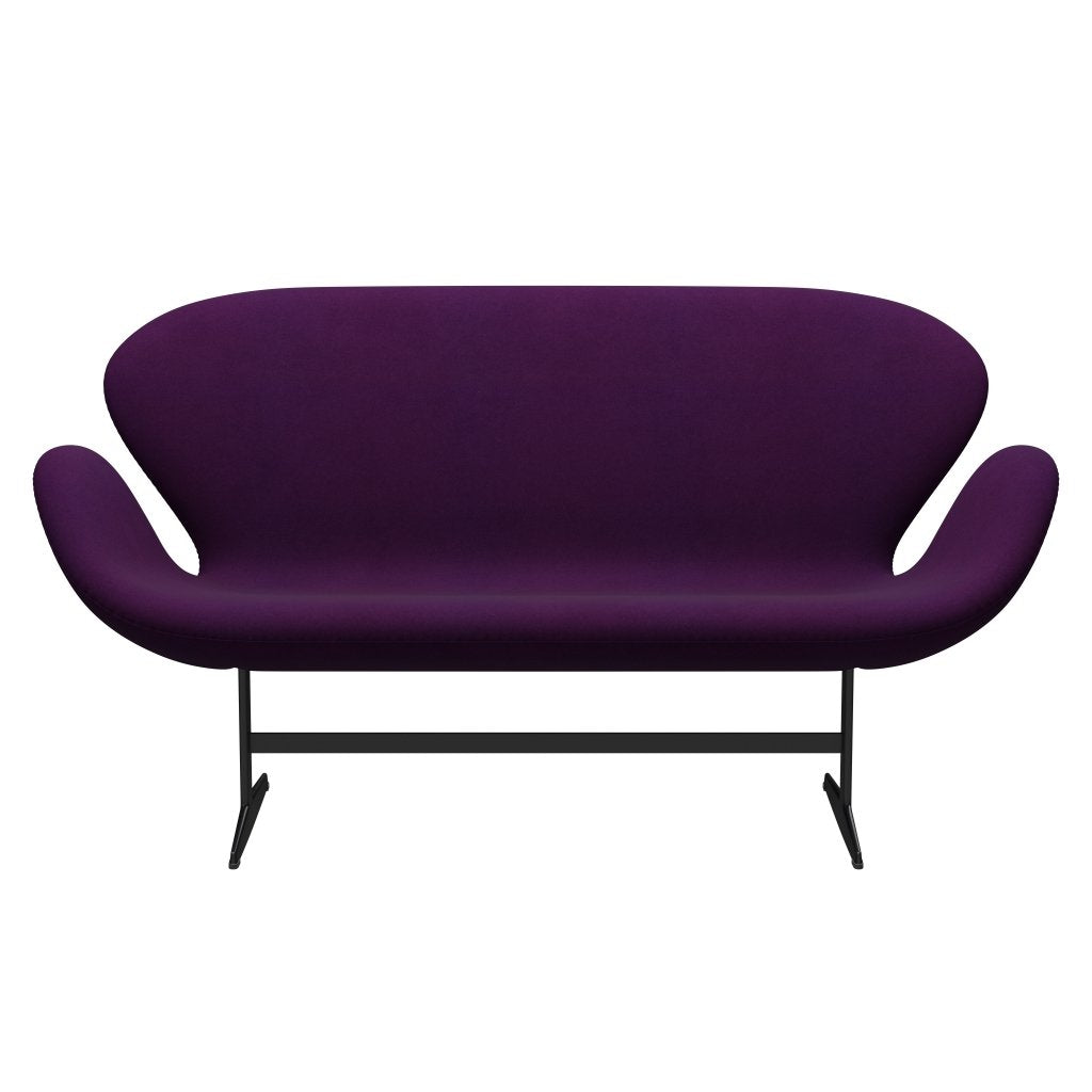 [product_category]-Fritz Hansen Swan Sofa 2 Seater, Black Lacquered/Divina Violet (696)-Fritz Hansen-3321-DIV696-BLLA-FRI-1