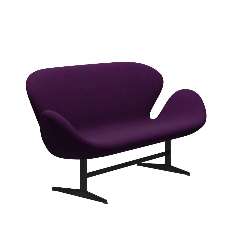 [product_category]-Fritz Hansen Swan Sofa 2 Seater, Black Lacquered/Divina Violet (696)-Fritz Hansen-3321-DIV696-BLLA-FRI-2