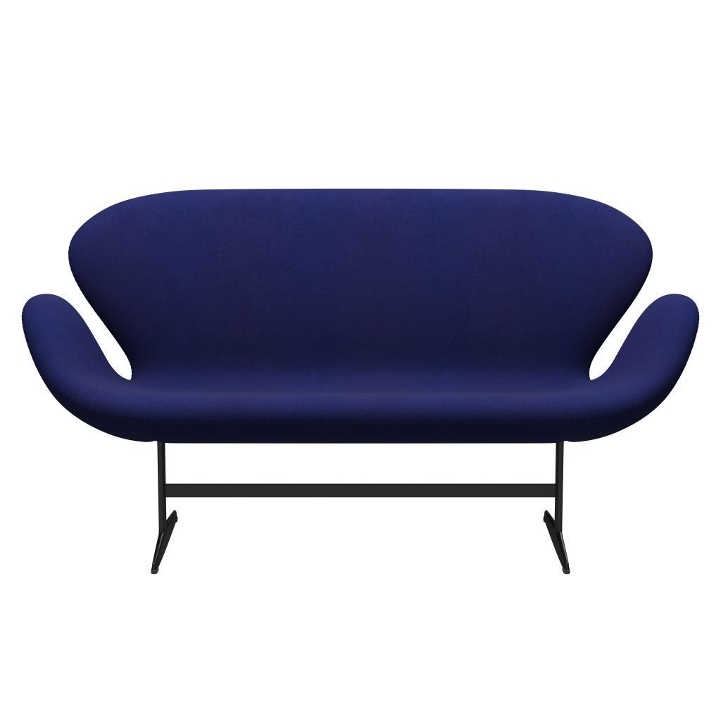 [product_category]-Fritz Hansen Swan Sofa 2 Seater, Black Lacquered/Divina Violet Dark (684)-Fritz Hansen-3321-DIV684-BLLA-FRI-1
