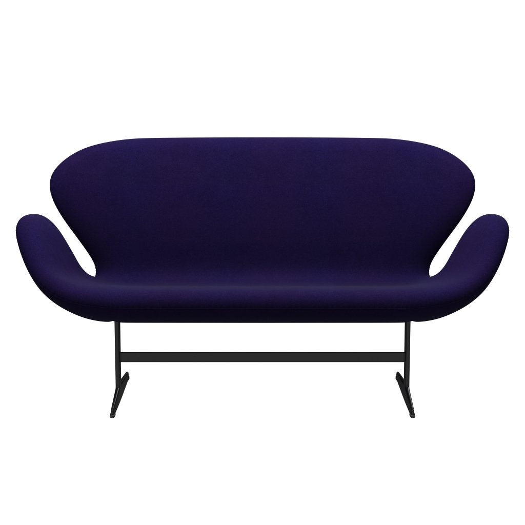 [product_category]-Fritz Hansen Swan Sofa 2 Seater, Black Lacquered/Divina Violet Dark (692)-Fritz Hansen-3321-DIV692-BLLA-FRI-1
