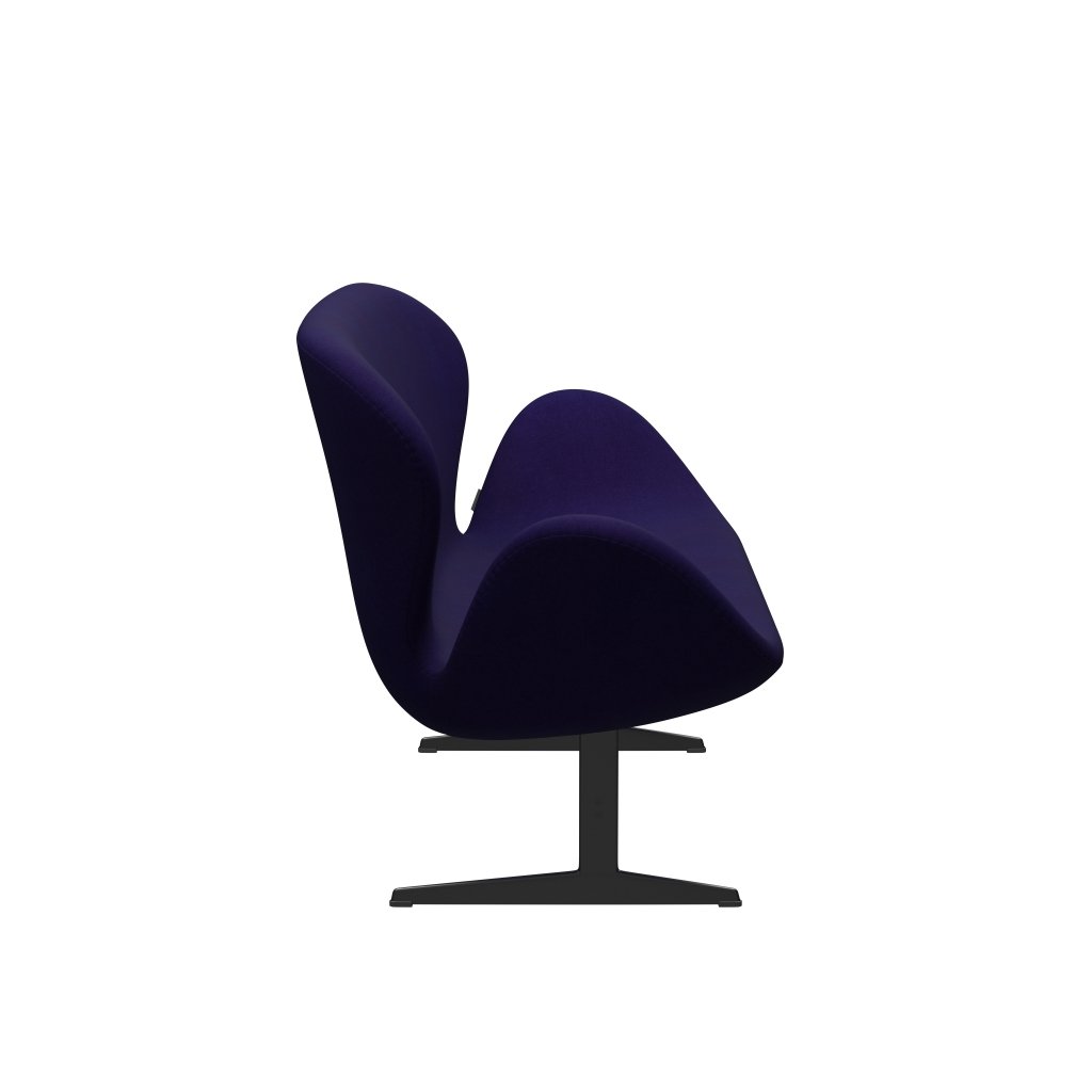 [product_category]-Fritz Hansen Swan Sofa 2 Seater, Black Lacquered/Divina Violet Dark (692)-Fritz Hansen-3321-DIV692-BLLA-FRI-3