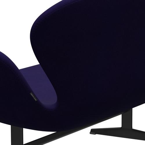 [product_category]-Fritz Hansen Swan Sofa 2 Seater, Black Lacquered/Divina Violet Dark (692)-Fritz Hansen-3321-DIV692-BLLA-FRI-5