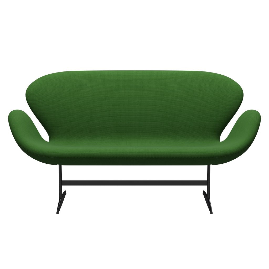 [product_category]-Fritz Hansen Swan Sofa 2 Seater, Black Lacquered/Fame Grass Green-Fritz Hansen-3321-F68146-BLLA-FRI-1