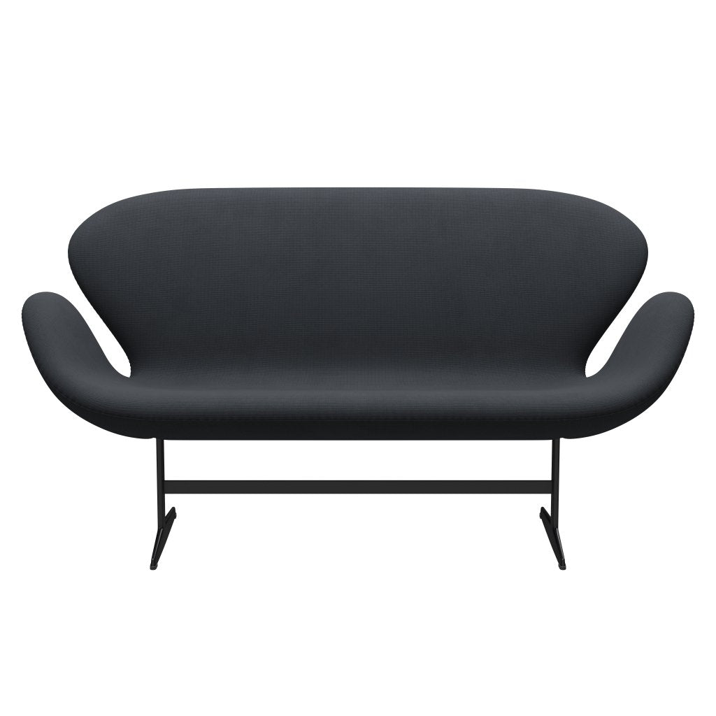 [product_category]-Fritz Hansen Swan Sofa 2 Seater, Black Lacquered/Fame Grey (60003)-Fritz Hansen-3321-F60003-BLLA-FRI-1