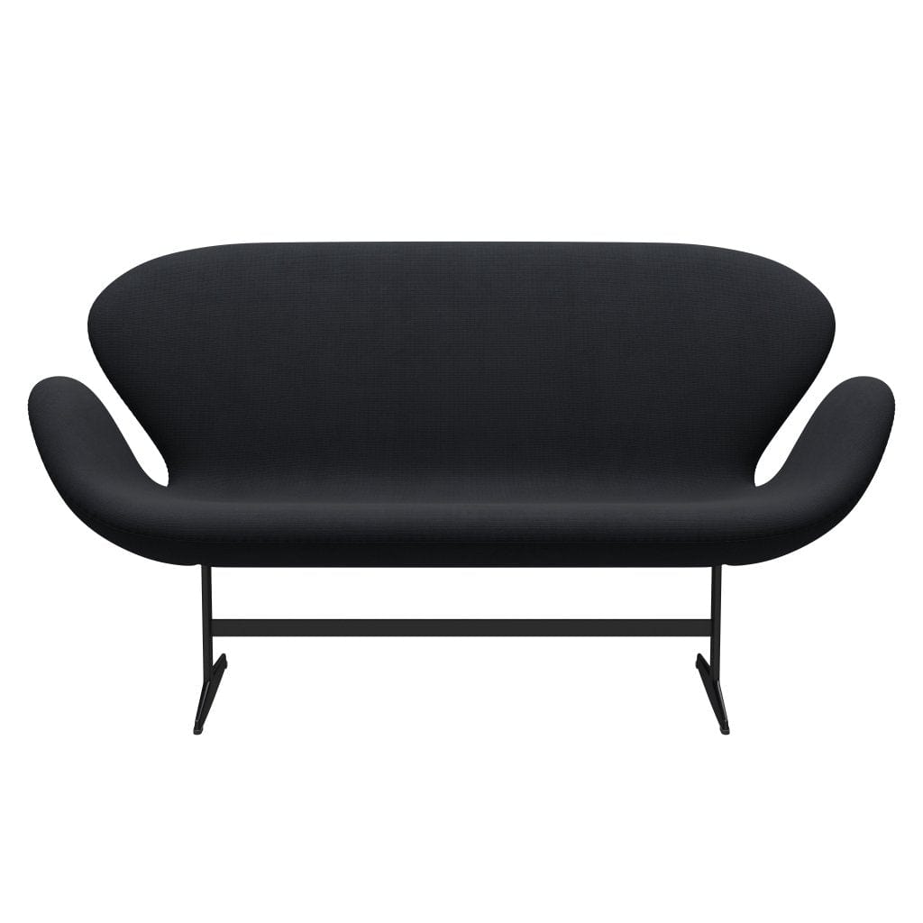 [product_category]-Fritz Hansen Swan Sofa 2 Seater, Black Lacquered/Fame Grey (60019)-Fritz Hansen-3321-F60019-BLLA-FRI-1