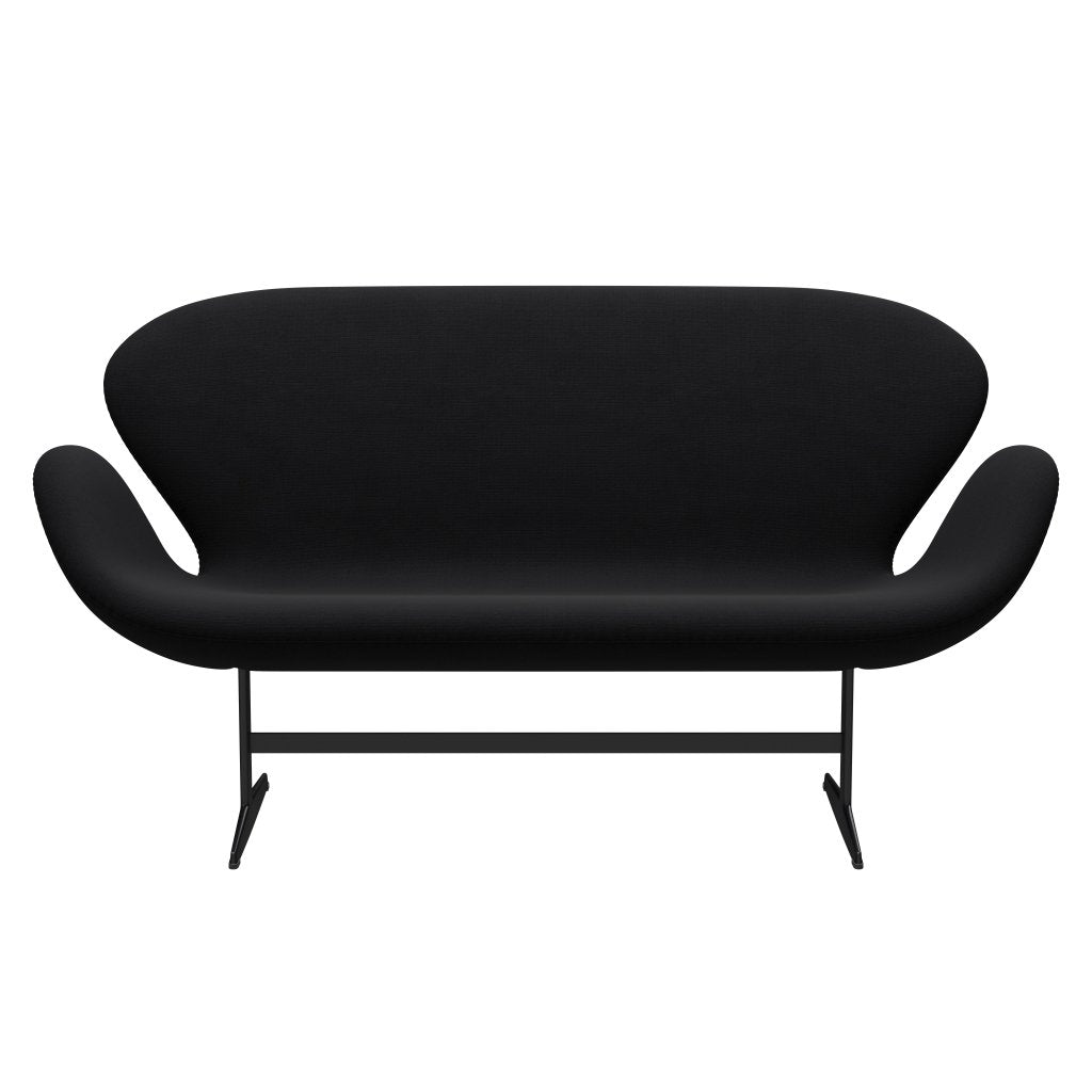 [product_category]-Fritz Hansen Swan Sofa 2 Seater, Black Lacquered/Fame Grey (60051)-Fritz Hansen-3321-F60051-BLLA-FRI-1