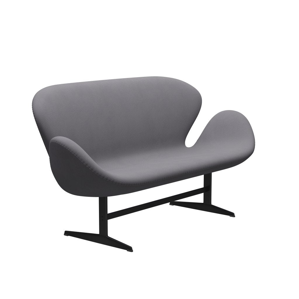 [product_category]-Fritz Hansen Swan Sofa 2 Seater, Black Lacquered/Fame Grey (60078)-Fritz Hansen-3321-F60078-BLLA-FRI-2