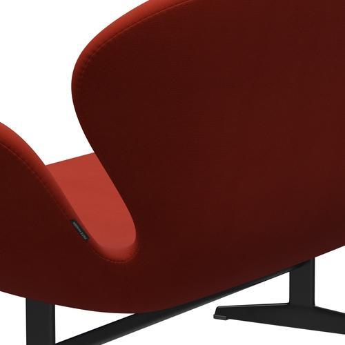 [product_category]-Fritz Hansen Swan Sofa 2 Seater, Black Lacquered/Fame Orange Red-Fritz Hansen-3321-F64168-BLLA-FRI-5