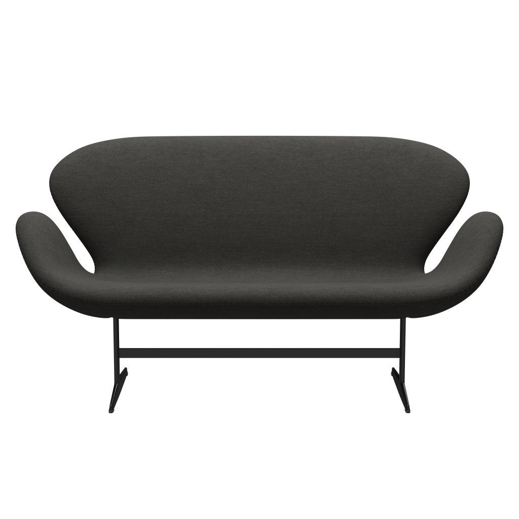 [product_category]-Fritz Hansen Swan Sofa 2 Seater, Black Lacquered/Fiord Black/Brown-Fritz Hansen-3321-FIO391-BLLA-FRI-1