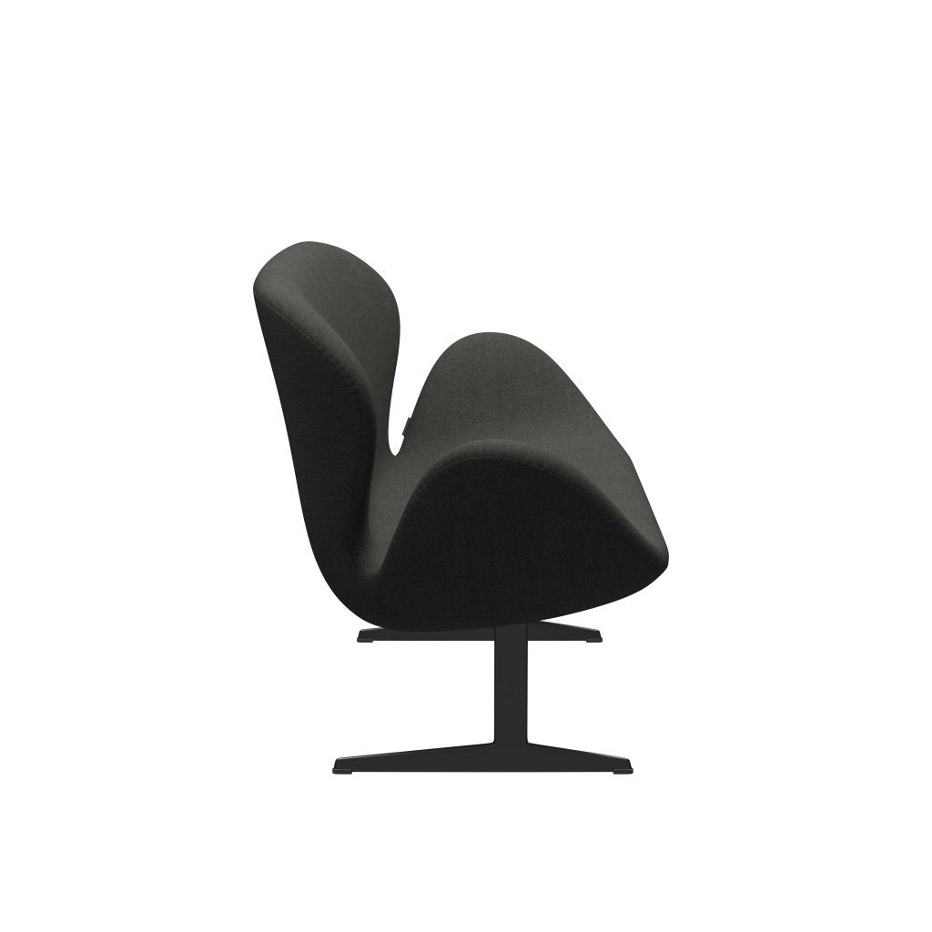 [product_category]-Fritz Hansen Swan Sofa 2 Seater, Black Lacquered/Fiord Black/Brown-Fritz Hansen-3321-FIO391-BLLA-FRI-3