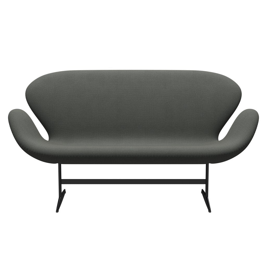 [product_category]-Fritz Hansen Swan Sofa 2 Seater, Black Lacquered/Fiord Brown/Grey-Fritz Hansen-3321-FIO971-BLLA-FRI-1