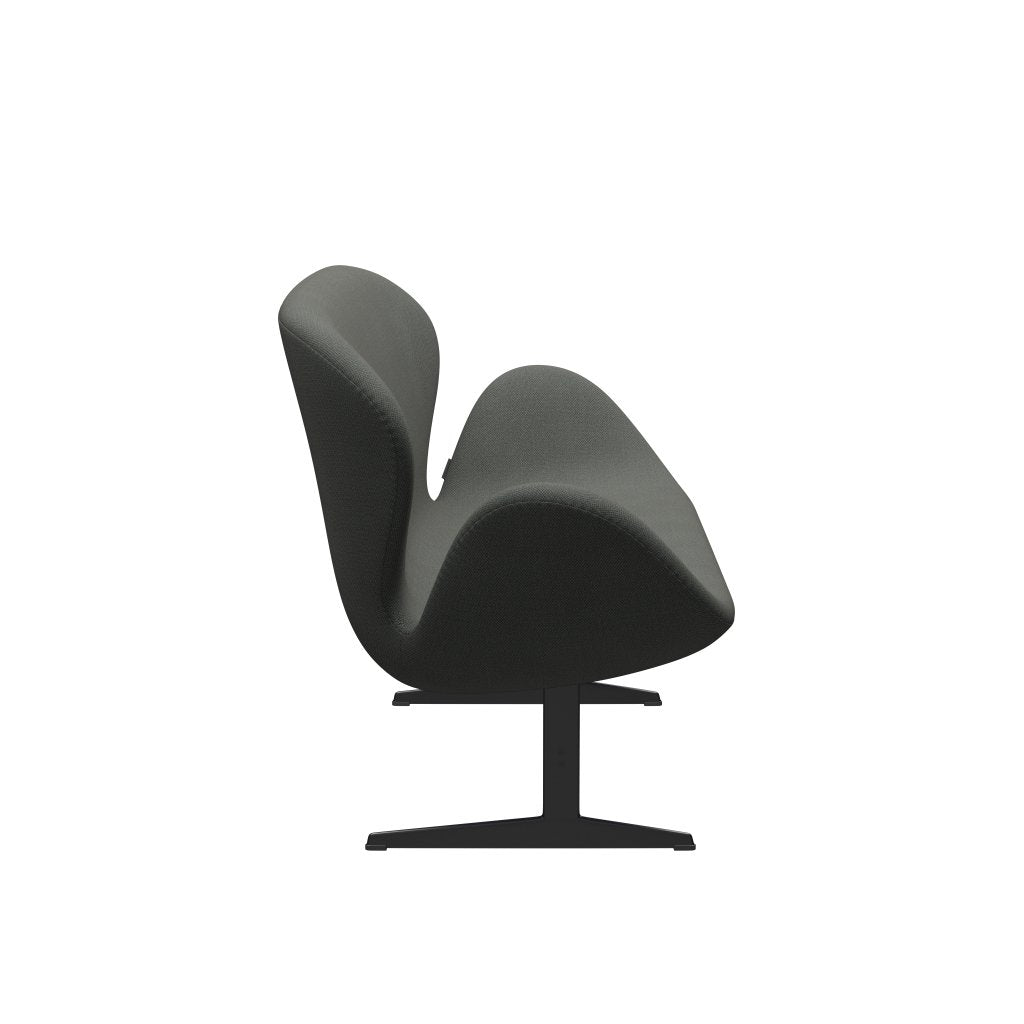 [product_category]-Fritz Hansen Swan Sofa 2 Seater, Black Lacquered/Fiord Brown/Grey-Fritz Hansen-3321-FIO971-BLLA-FRI-3
