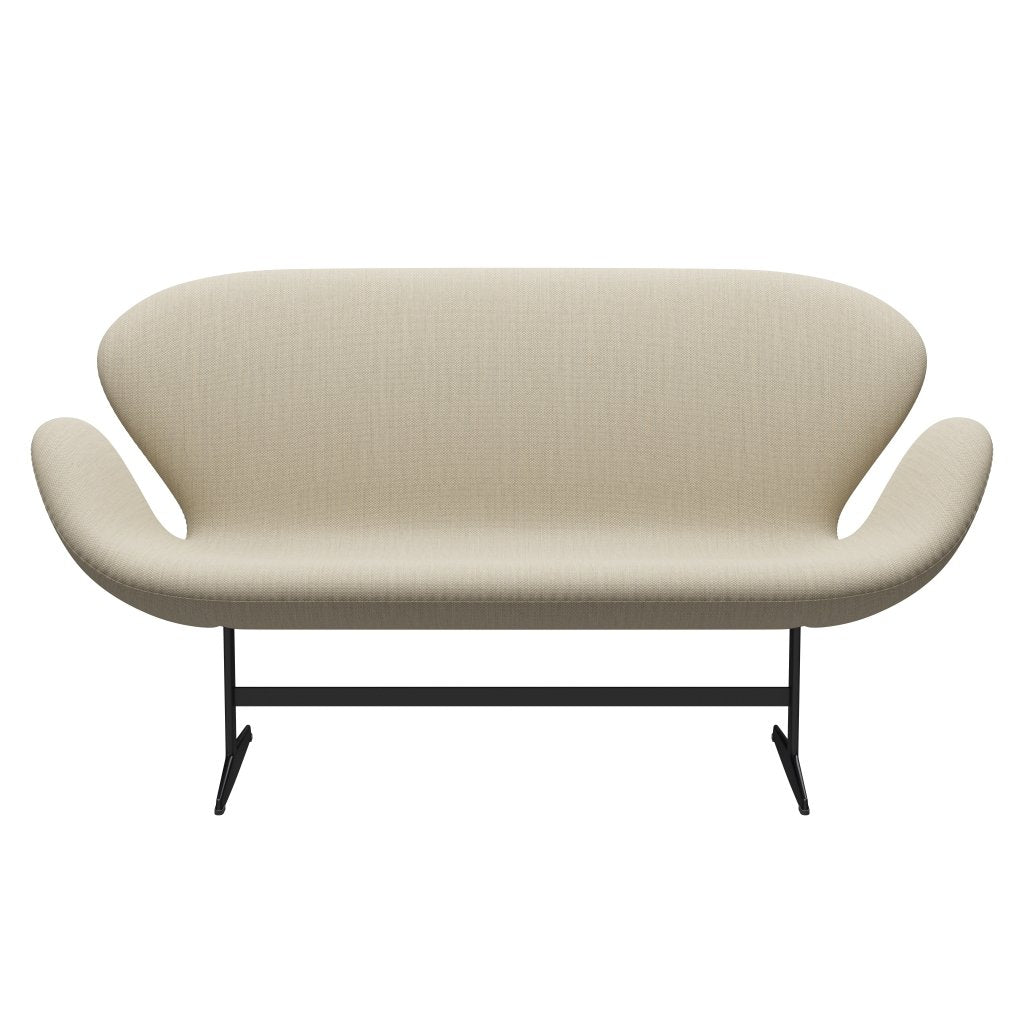 [product_category]-Fritz Hansen Swan Sofa 2 Seater, Black Lacquered/Fiord Natural Sand-Fritz Hansen-3321-FIO322-BLLA-FRI-1