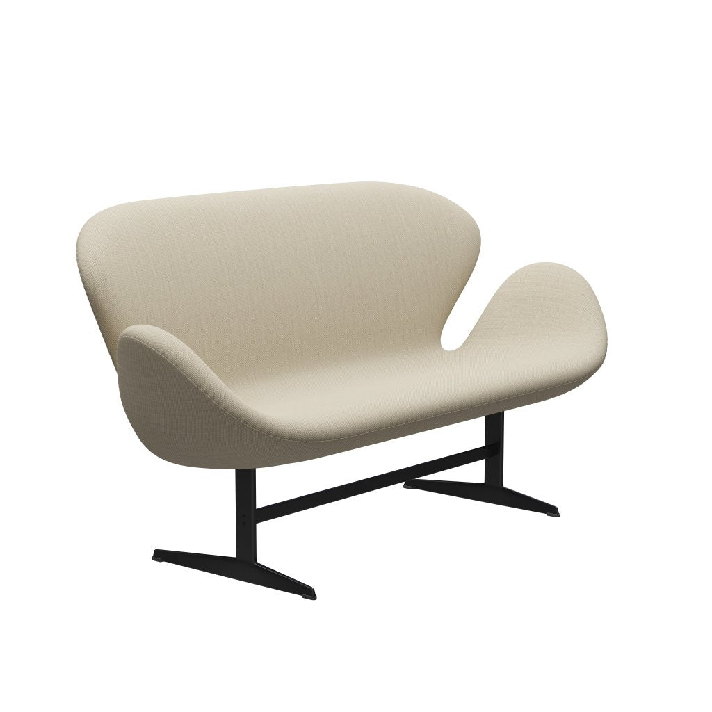 [product_category]-Fritz Hansen Swan Sofa 2 Seater, Black Lacquered/Fiord Natural Sand-Fritz Hansen-3321-FIO322-BLLA-FRI-2