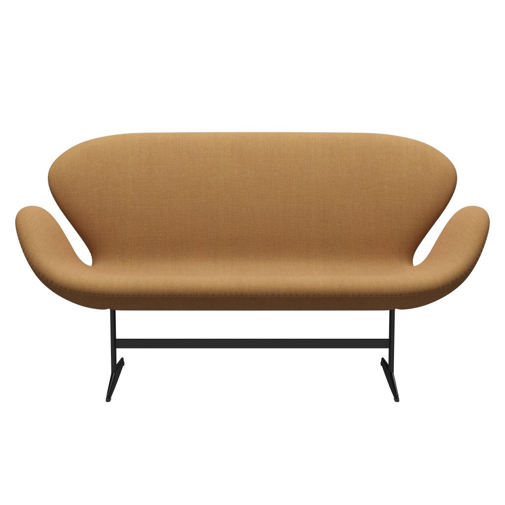 [product_category]-Fritz Hansen Swan Sofa 2 Seater, Black Lacquered/Fiord Ochre/Stone-Fritz Hansen-3321-FIO451-BLLA-FRI-1