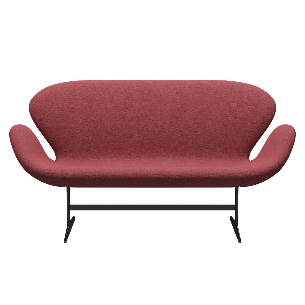 [product_category]-Fritz Hansen Swan Sofa 2 Seater, Black Lacquered/Fiord Pink-Fritz Hansen-3321-FIO662-BLLA-FRI-1