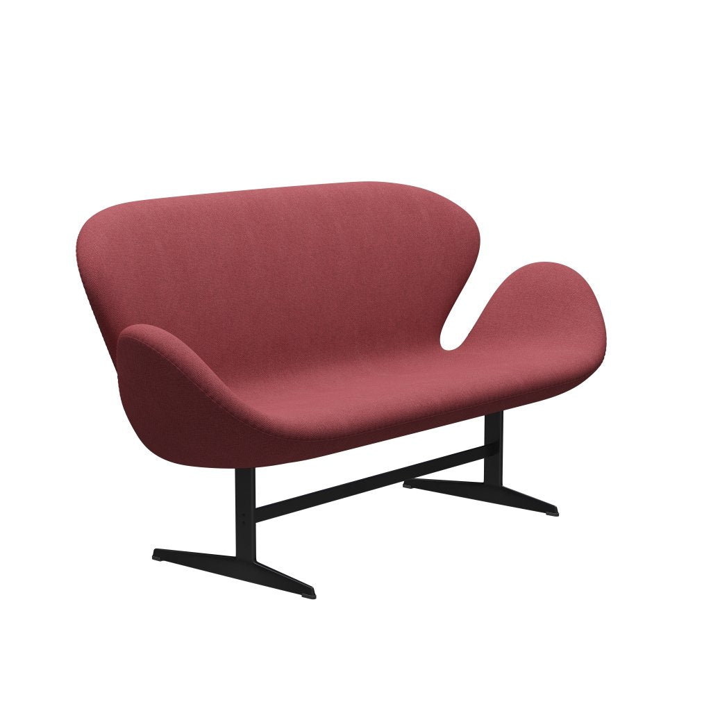 [product_category]-Fritz Hansen Swan Sofa 2 Seater, Black Lacquered/Fiord Pink-Fritz Hansen-3321-FIO662-BLLA-FRI-2