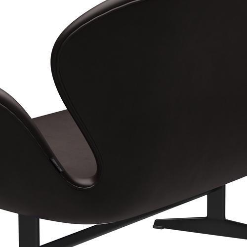 [product_category]-Fritz Hansen Swan Sofa 2 Seater, Black Lacquered/Grace Dark Brown-Fritz Hansen-3321-ELDBR-BLLA-FRI-5