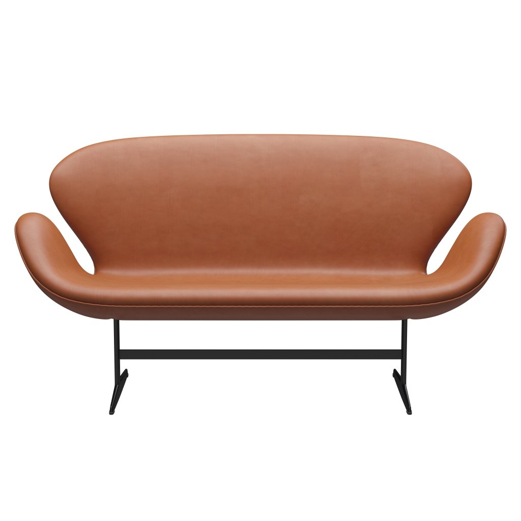 [product_category]-Fritz Hansen Swan Sofa 2 Seater, Black Lacquered/Grace Walnut-Fritz Hansen-3321-ELWAL-BLLA-FRI-1