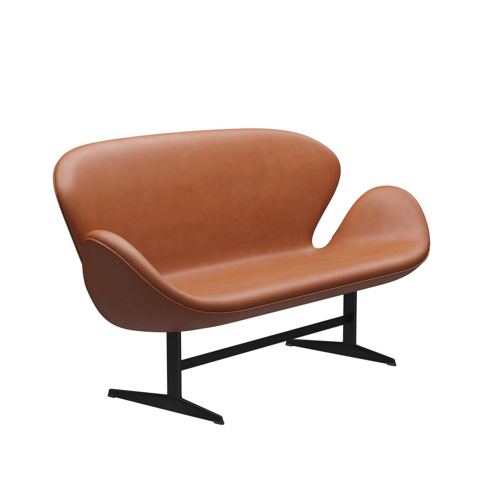 [product_category]-Fritz Hansen Swan Sofa 2 Seater, Black Lacquered/Grace Walnut-Fritz Hansen-3321-ELWAL-BLLA-FRI-2