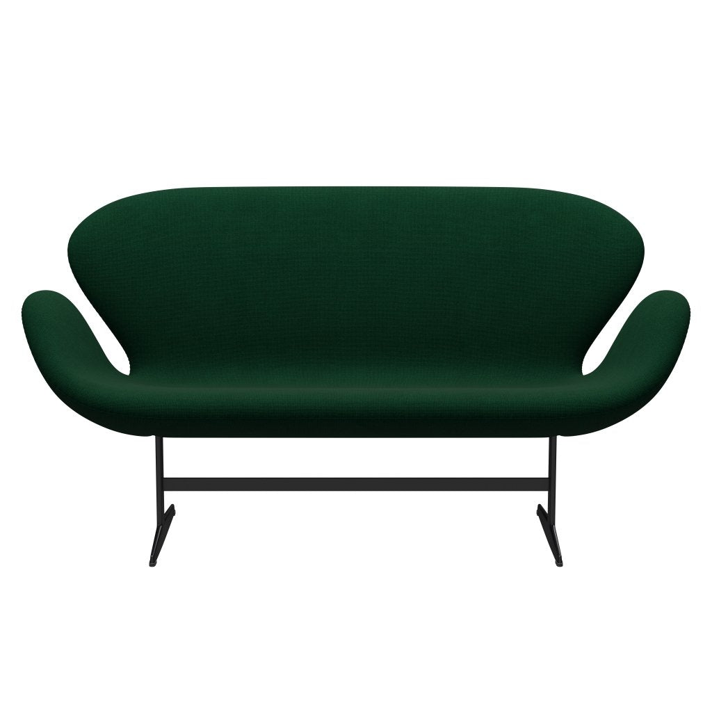 [product_category]-Fritz Hansen Swan Sofa 2 Seater, Black Lacquered/Hallingdal Bottle Green-Fritz Hansen-3321-HAL944-BLLA-FRI-1