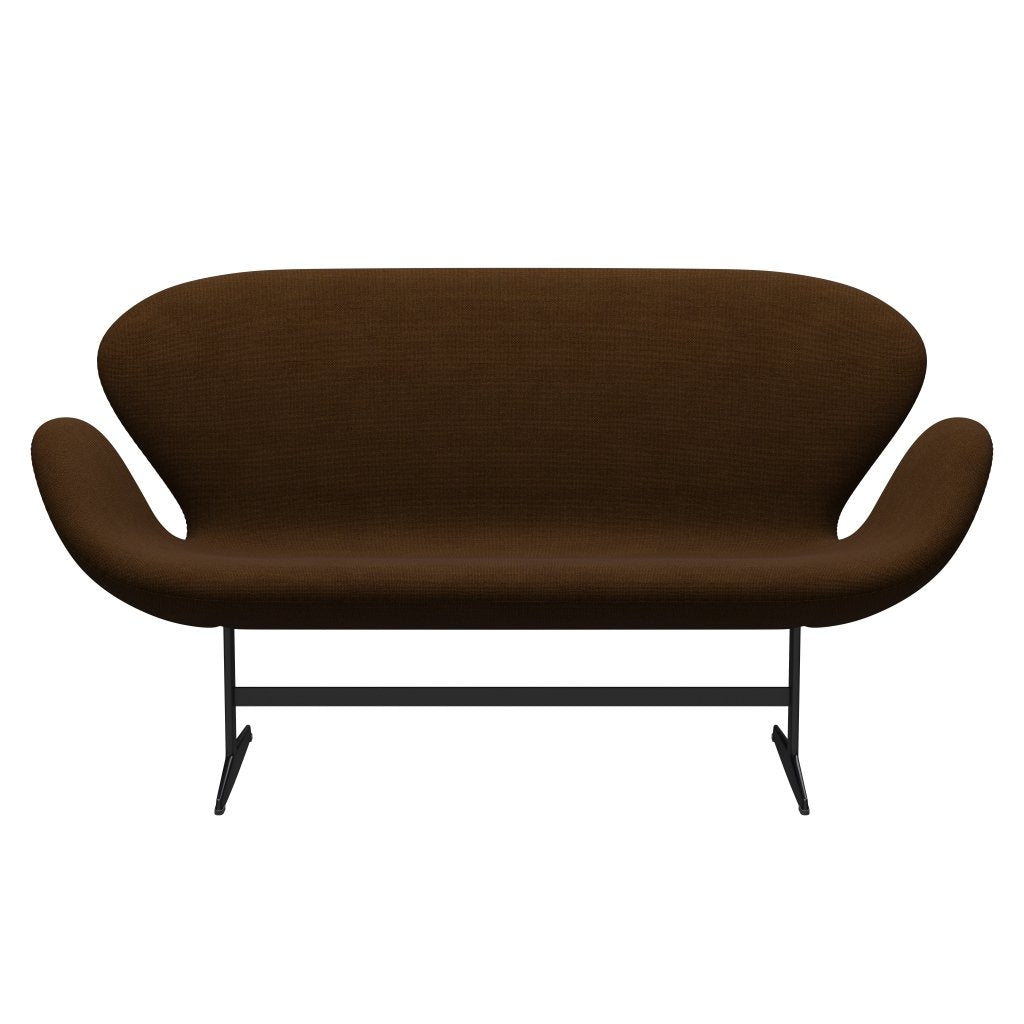 [product_category]-Fritz Hansen Swan Sofa 2 Seater, Black Lacquered/Hallingdal Brown-Fritz Hansen-3321-HAL350-BLLA-FRI-1