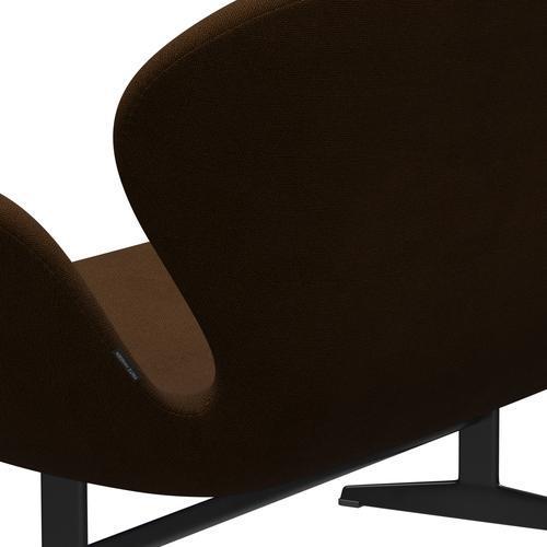[product_category]-Fritz Hansen Swan Sofa 2 Seater, Black Lacquered/Hallingdal Brown-Fritz Hansen-3321-HAL350-BLLA-FRI-5