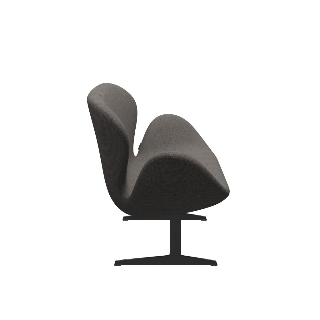 [product_category]-Fritz Hansen Swan Sofa 2 Seater, Black Lacquered/Hallingdal Grey Dark-Fritz Hansen-3321-HAL143-BLLA-FRI-3