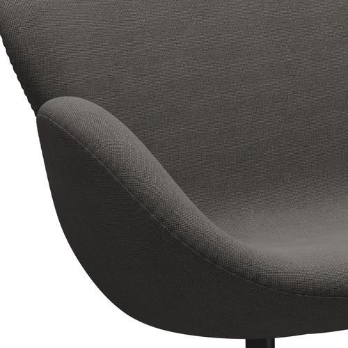 [product_category]-Fritz Hansen Swan Sofa 2 Seater, Black Lacquered/Hallingdal Grey Dark-Fritz Hansen-3321-HAL143-BLLA-FRI-7