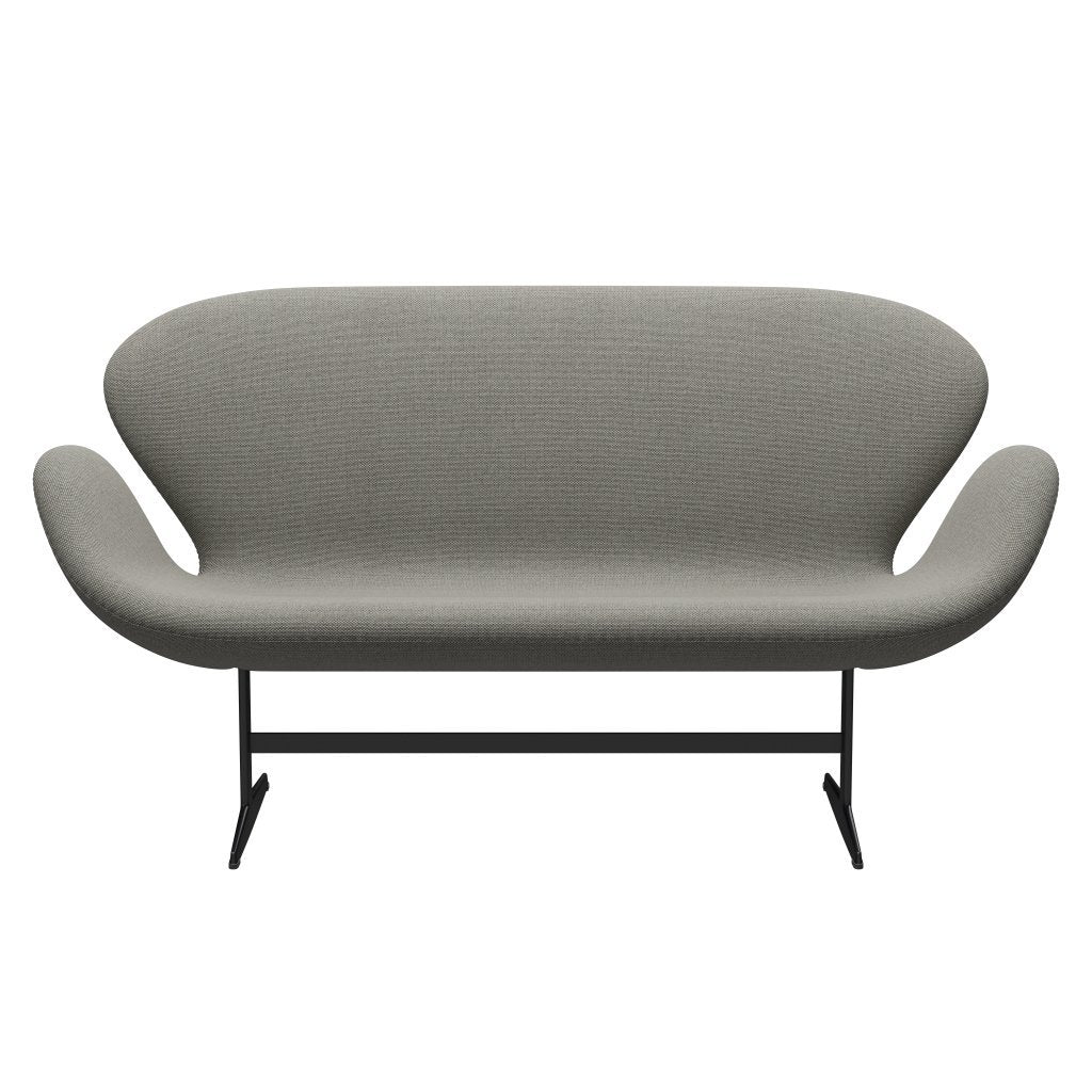 [product_category]-Fritz Hansen Swan Sofa 2 Seater, Black Lacquered/Re Wool Grey White/Plain-Fritz Hansen-3321-REW128-BLLA-FRI-1