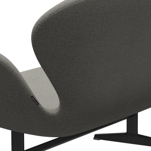 [product_category]-Fritz Hansen Swan Sofa 2 Seater, Black Lacquered/Re Wool Grey White/Plain-Fritz Hansen-3321-REW128-BLLA-FRI-5