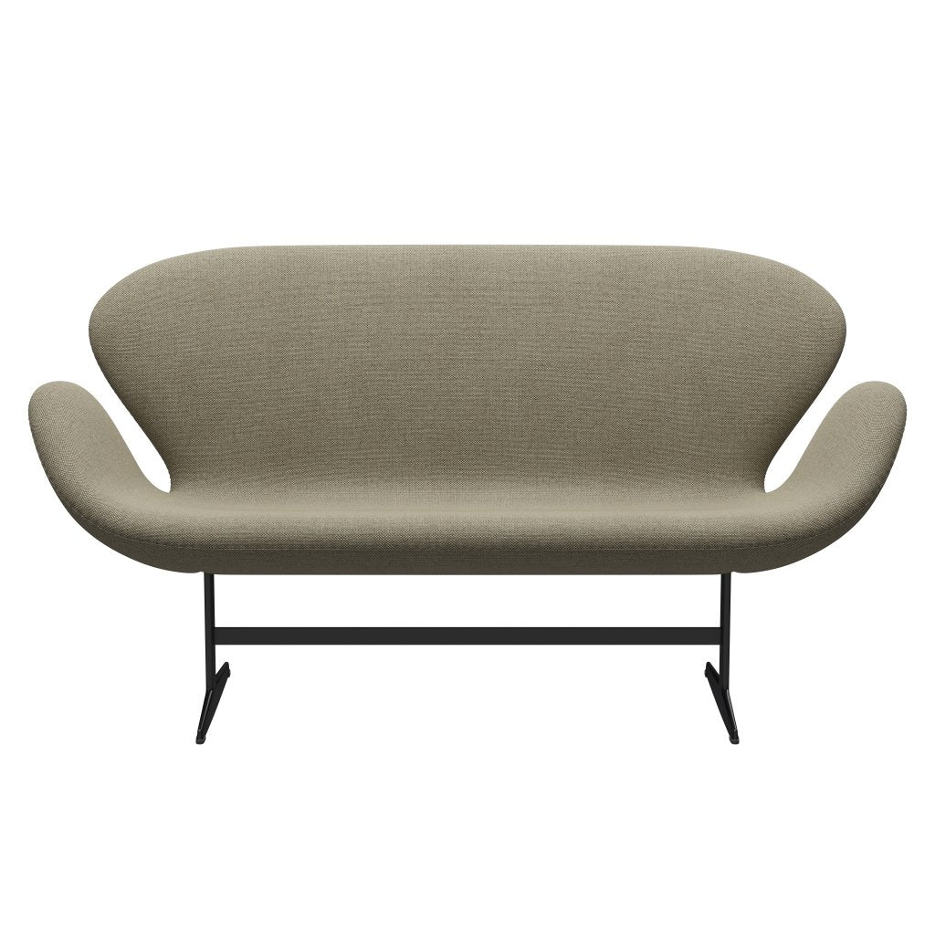 [product_category]-Fritz Hansen Swan Sofa 2 Seater, Black Lacquered/Re Wool Light Beige/Natural-Fritz Hansen-3321-REW218-BLLA-FRI-1