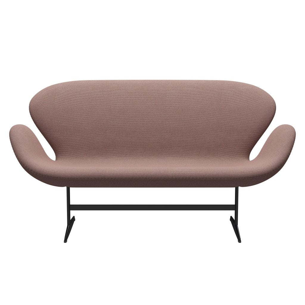 [product_category]-Fritz Hansen Swan Sofa 2 Seater, Black Lacquered/Re Wool Soft Pink/Natural-Fritz Hansen-3321-REW648-BLLA-FRI-1