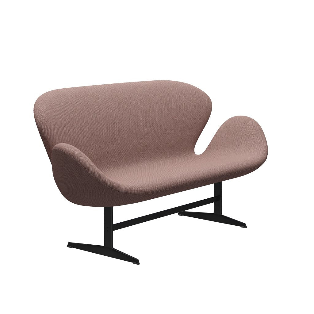[product_category]-Fritz Hansen Swan Sofa 2 Seater, Black Lacquered/Re Wool Soft Pink/Natural-Fritz Hansen-3321-REW648-BLLA-FRI-2