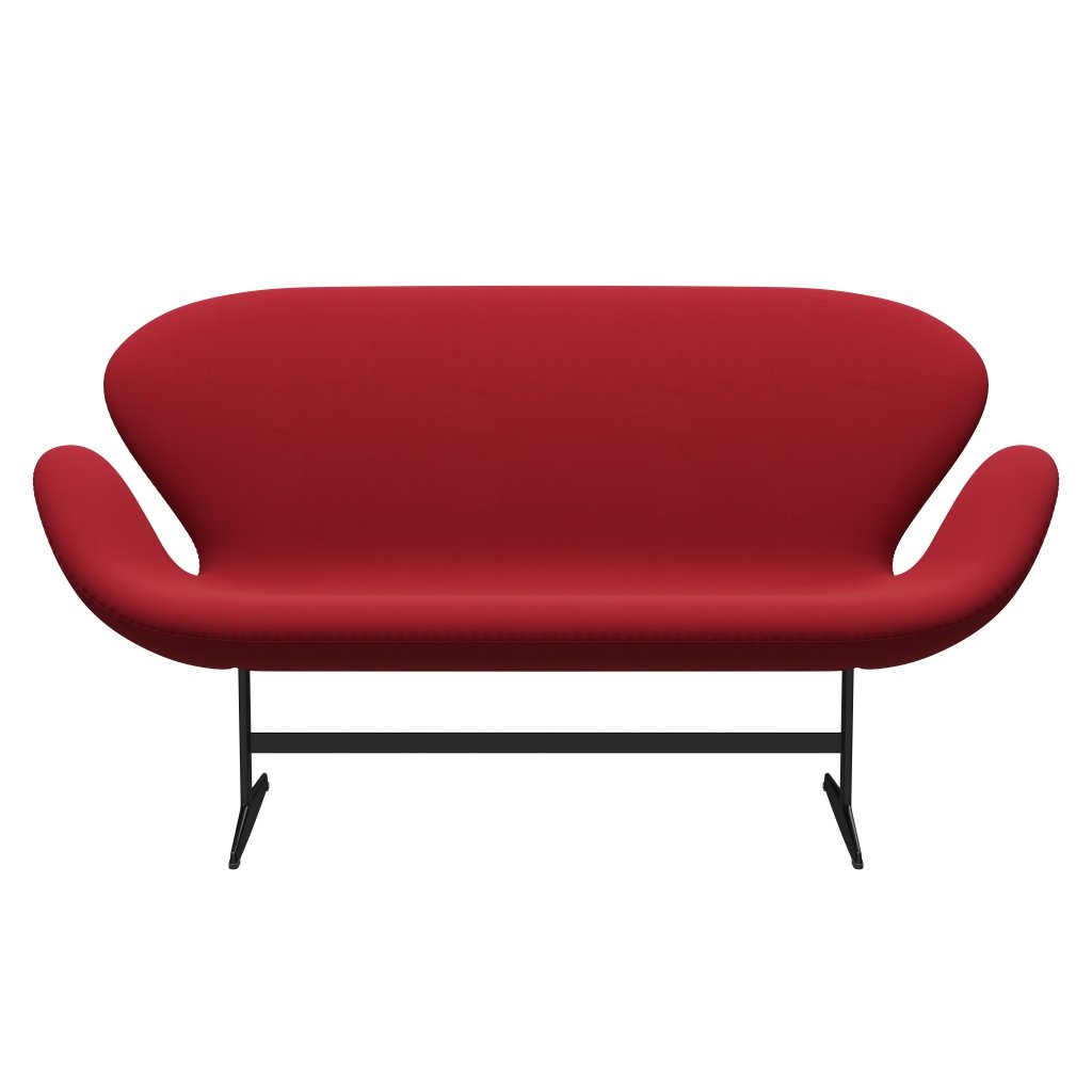 [product_category]-Fritz Hansen Swan Sofa 2 Seater, Black Lacquered/Steelcut Standard/Light Dark Red-Fritz Hansen-3321-STI635-BLLA-FRI-1