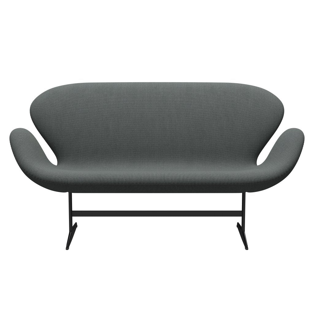 [product_category]-Fritz Hansen Swan Sofa 2 Seater, Black Lacquered/Steelcut Trio Kohle-Fritz Hansen-3321-STR153-BLLA-FRI-1