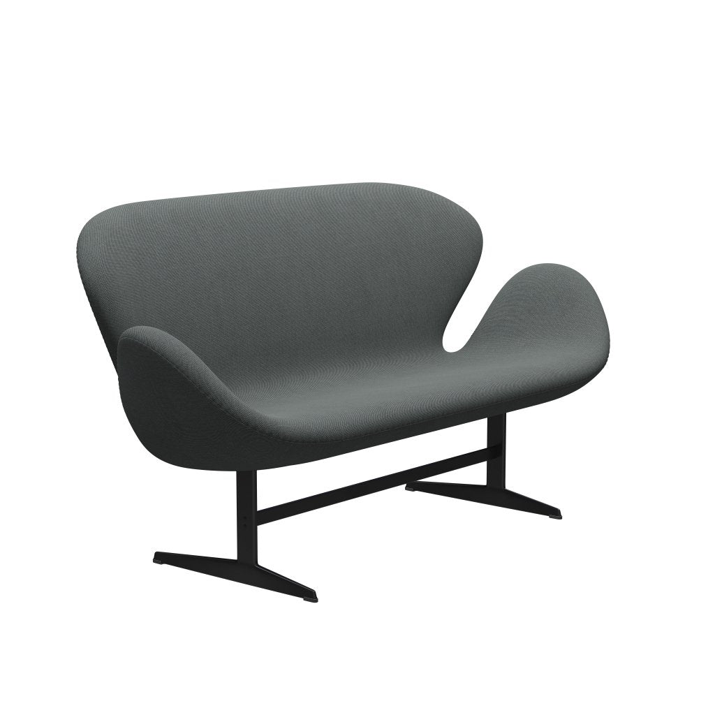 [product_category]-Fritz Hansen Swan Sofa 2 Seater, Black Lacquered/Steelcut Trio Kohle-Fritz Hansen-3321-STR153-BLLA-FRI-2