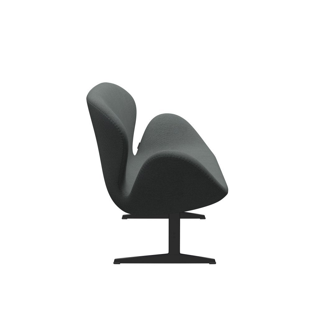 [product_category]-Fritz Hansen Swan Sofa 2 Seater, Black Lacquered/Steelcut Trio Kohle-Fritz Hansen-3321-STR153-BLLA-FRI-3