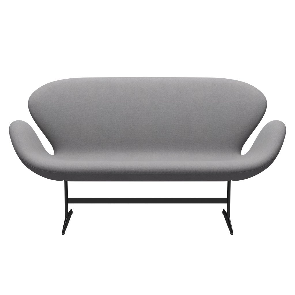 [product_category]-Fritz Hansen Swan Sofa 2 Seater, Black Lacquered/Tonus Light Grey-Fritz Hansen-3321-TON216-BLLA-FRI-1