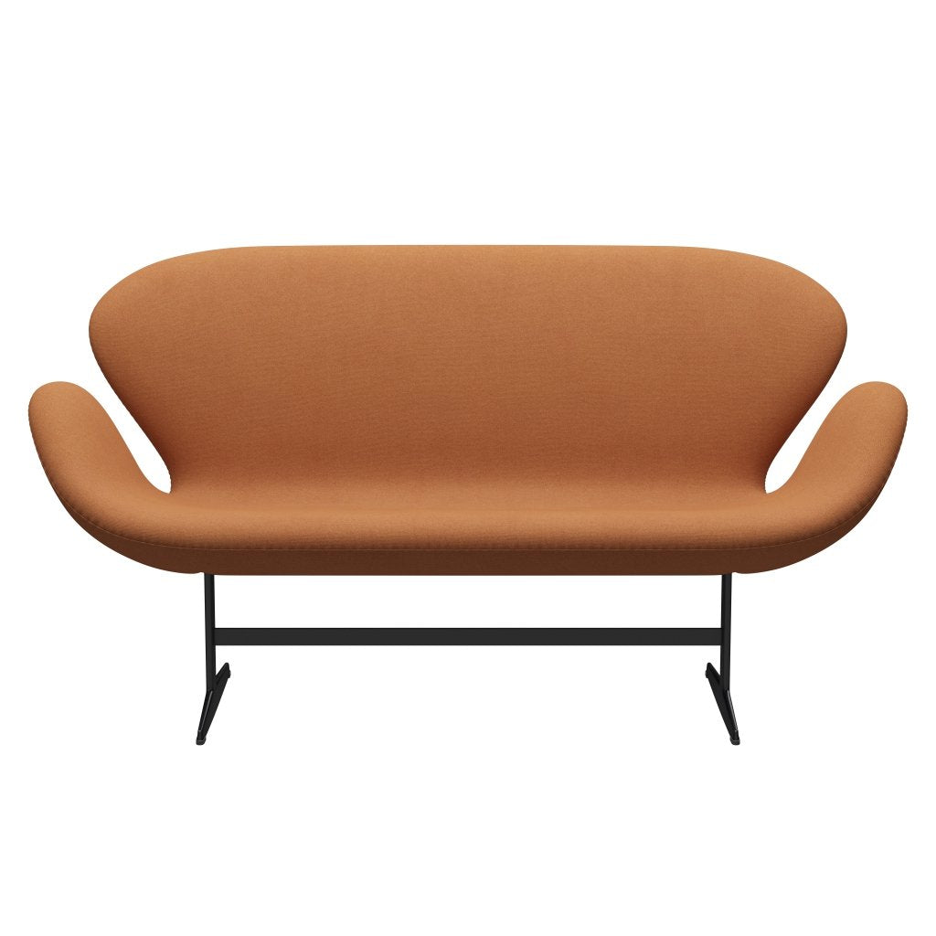 [product_category]-Fritz Hansen Swan Sofa 2 Seater, Black Lacquered/Tonus Soft Orange-Fritz Hansen-3321-TON464-BLLA-FRI-1