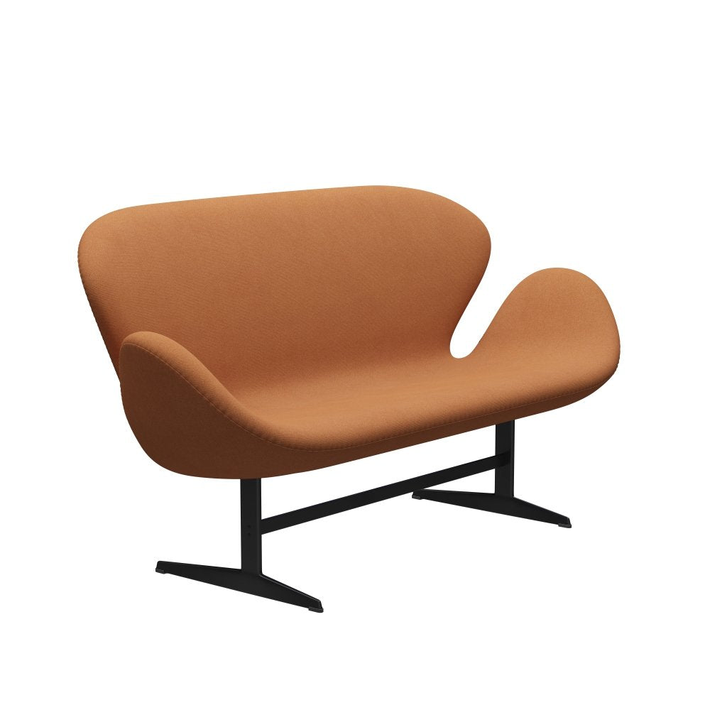 [product_category]-Fritz Hansen Swan Sofa 2 Seater, Black Lacquered/Tonus Soft Orange-Fritz Hansen-3321-TON464-BLLA-FRI-2