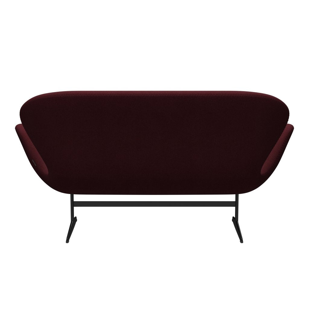 [product_category]-Fritz Hansen Swan Sofa 2 Seater, Black Lacquered/Tonus Wine Red-Fritz Hansen-3321-TON610-BLLA-FRI-4